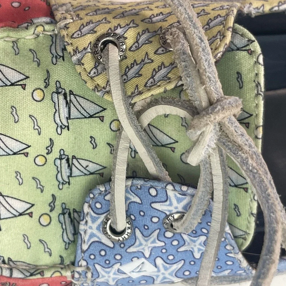Sperry + Vineyard Vines Topsider Women's nautical Multi Color Boat Shoes Size 9